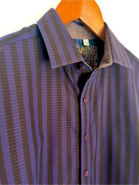 Robert Graham Textured Deep Wine Long Sleeve Shirt 1XL-Big